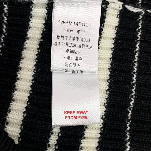 Christian Dior Womens Striped Wool Knit Sweater Black & White Round-Neck Long-Sl - Picture 3 of 8